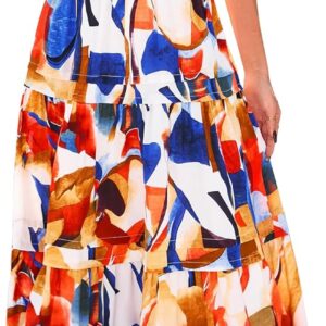 PRETTYGARDEN Women's 2025 Summer Boho Maxi Dresses Floral Short Sleeve V Neck A Line Tiered Flowy Long Beach Vacation Dress