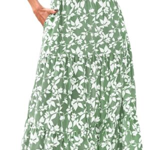 PRETTYGARDEN Women's 2025 Summer Floral Midi Dress Cap Sleeve V Neck Ruffle Long Flowy Boho Casual Beach Vacation Dresses