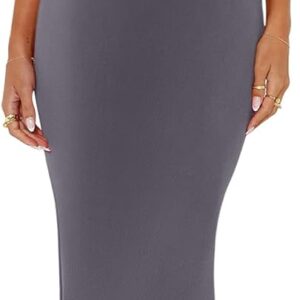 REORIA Women's Summer Cowl Neck Mesh Sleeveless Tank Dress Sexy Double Lined Bodycon Maxi Long Dresses