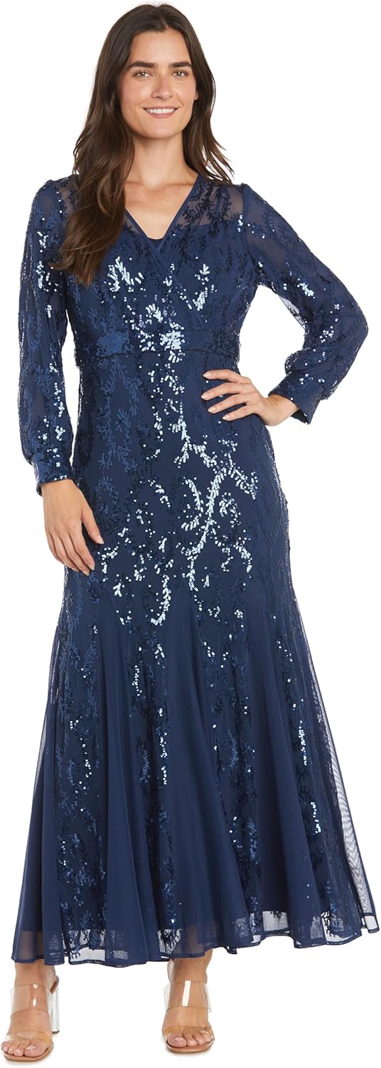 R&M Richards Womens Petites V Neck Lace Evening Dress - Image 7