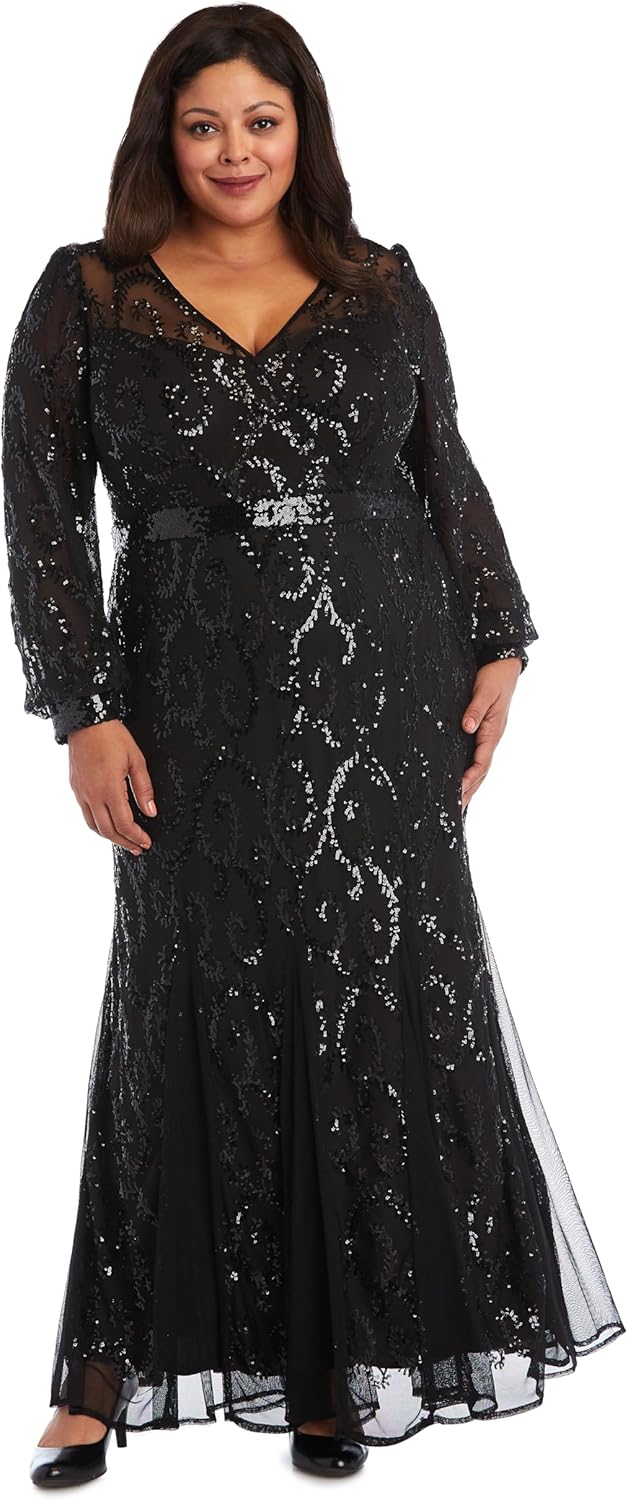 R&M Richards Womens Petites V Neck Lace Evening Dress - Image 4