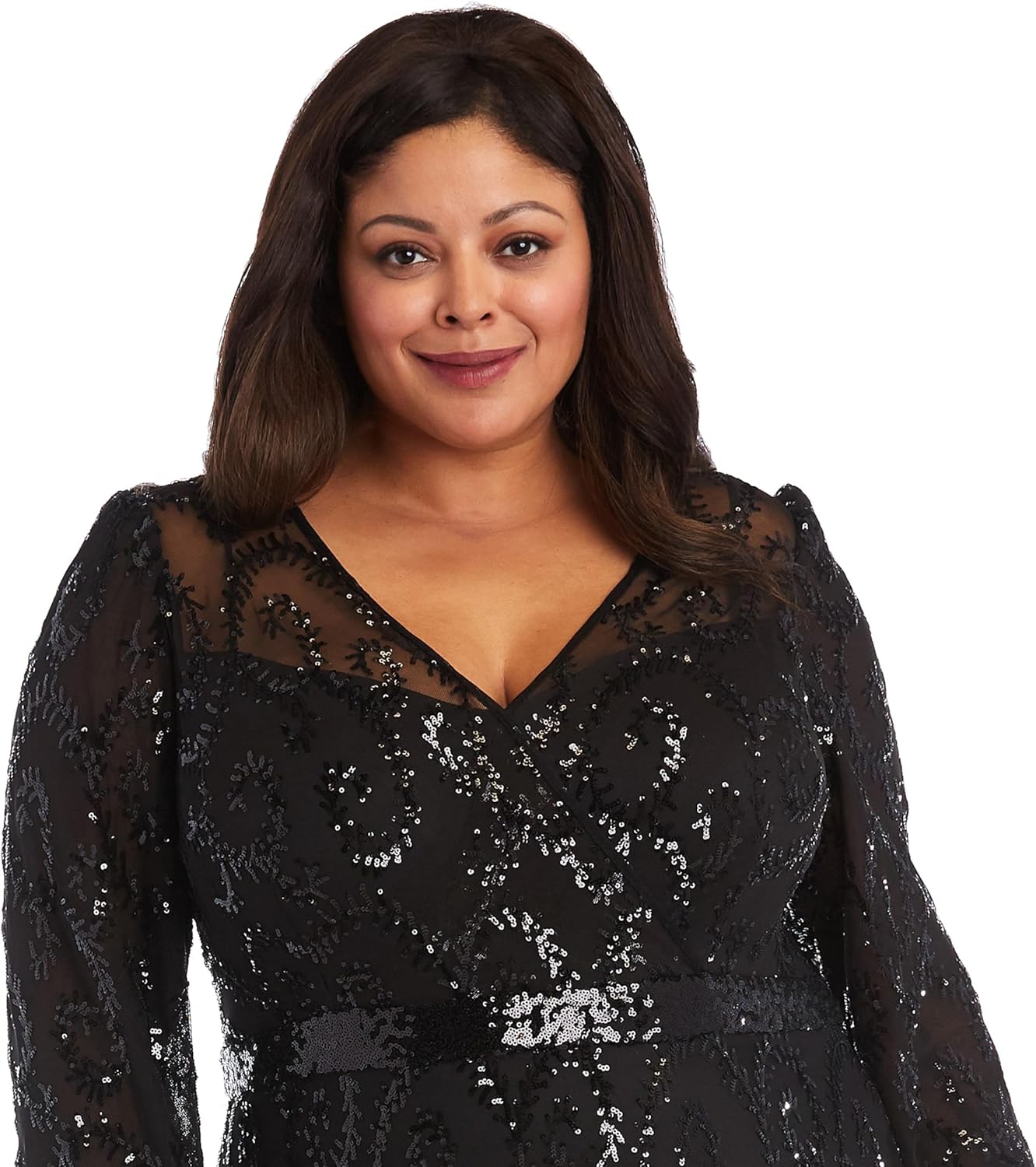 R&M Richards Womens Petites V Neck Lace Evening Dress - Image 5