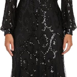 R&M Richards Womens Petites V Neck Lace Evening Dress