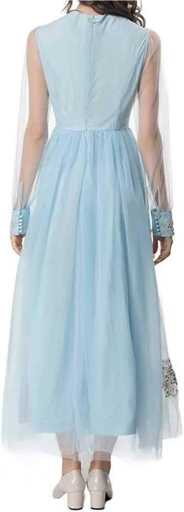 Sequin Party Dress for Women Vintage Embroidered Net Yarn Midi Dresses Elegant A Line Formal Evening Gown - Image 3