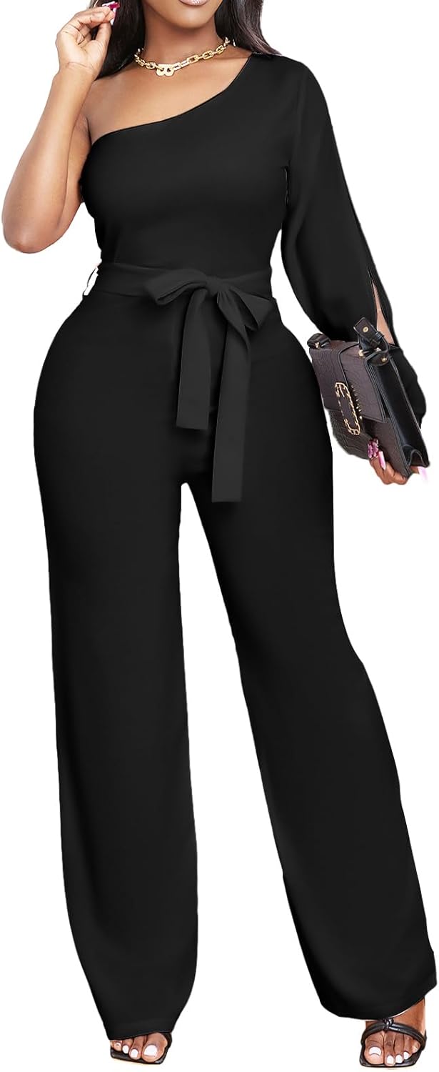 sexycherry Formal Jumpsuit for Women Dressy Elegant Long Straight Pants Jumpsuits for Party Club with Zipper