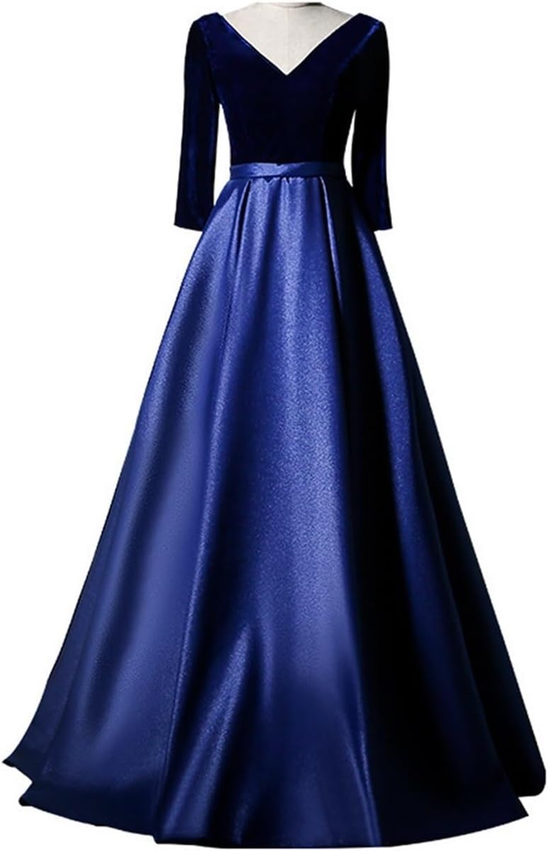 SIDUFHAOPKLL Banquet Evening Dress Long Slim-fit Mid-Long Sleeve Dress Annual Performance Chorus Hostess