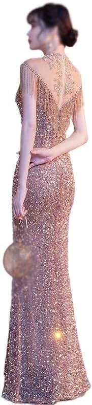 SIDUFHAOPKLL Gold Evening Gown Sequin Slim Annual Party Dress Heavy Industry Banquet Dress - Image 5