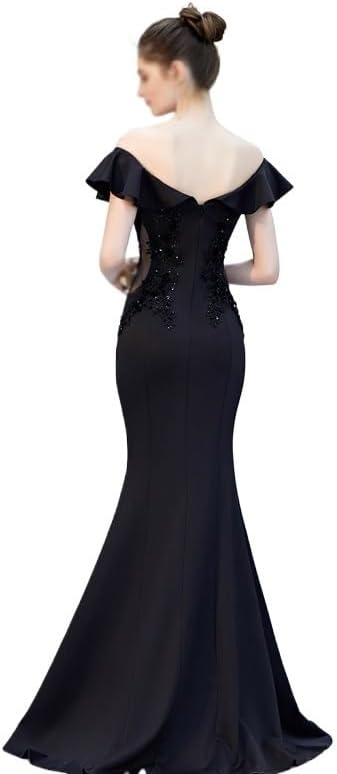 SIDUFHAOPKLL Long Dress Shoulder Thank You Dinner Slim Dress Wedding Evening Dress Ladies Toast Wedding - Image 5