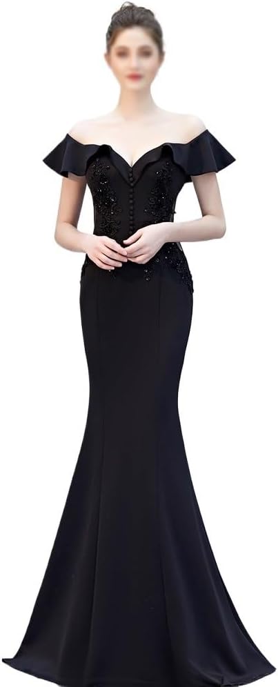 SIDUFHAOPKLL Long Dress Shoulder Thank You Dinner Slim Dress Wedding Evening Dress Ladies Toast Wedding - Image 2