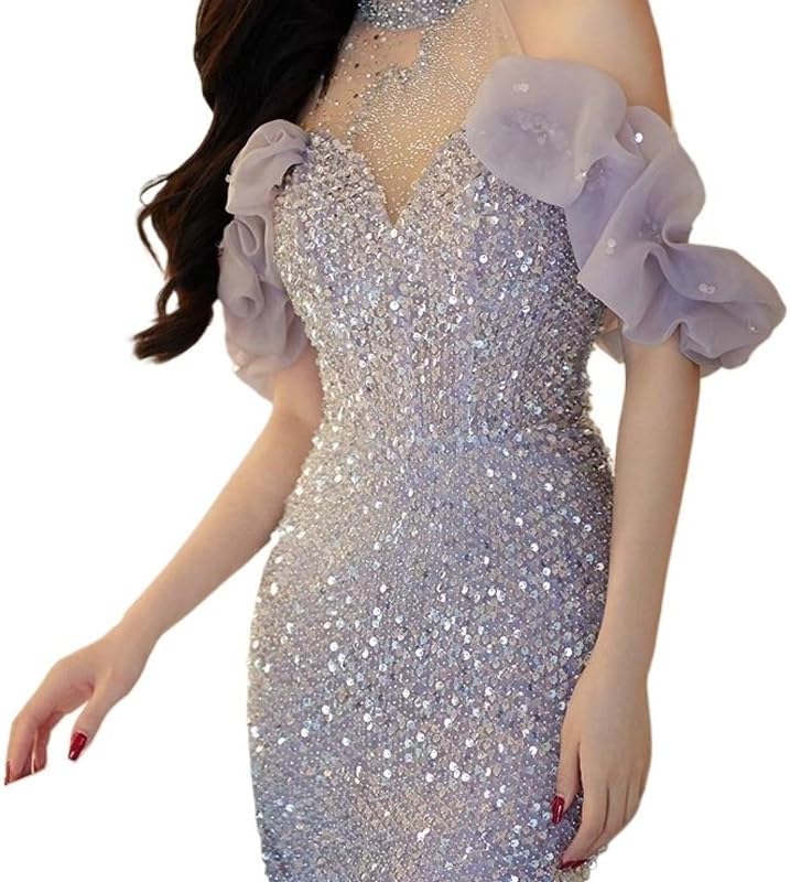 SIDUFHAOPKLL Neckline Evening Dress Spring Banquet Usually Can Wear Fishtail Toasting Dress - Image 5