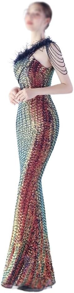 SIDUFHAOPKLL Slim-fit Dress Evening Gown Women's Party Socialite Sequin Vertical Long - Image 4