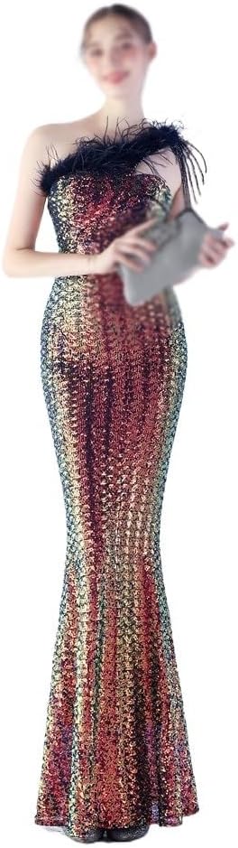 SIDUFHAOPKLL Slim-fit Dress Evening Gown Women's Party Socialite Sequin Vertical Long - Image 2