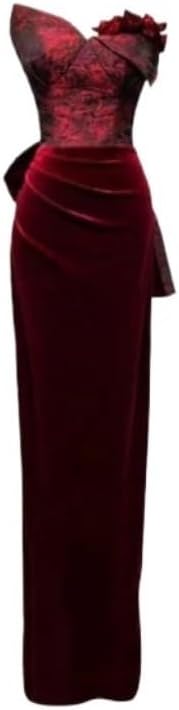 SIDUFHAOPKLL Toasting Spring Vintage Wine Red Rose Wedding Evening Dress Ladies