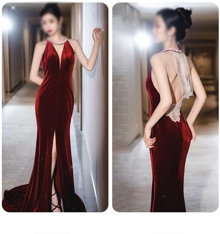 TEOYETTSF Velvet Cocktail Dress, Bride's Appreciation Banquet, Birthday, Spring Evening Dress - Image 3