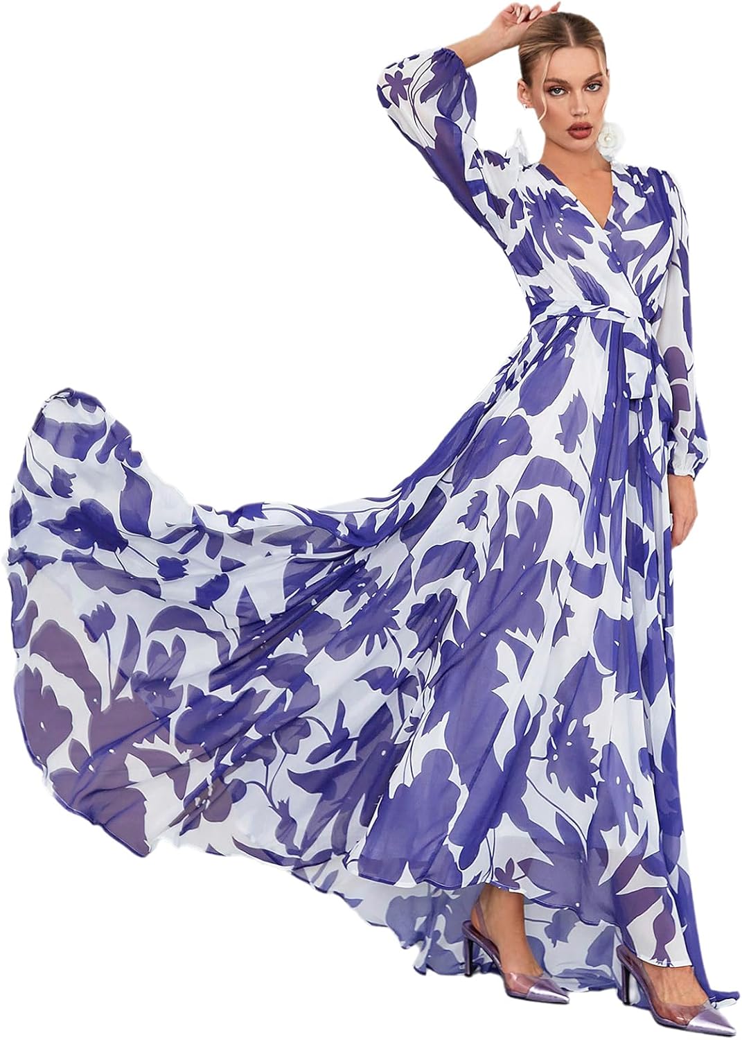 TOLEEN Summer Casual Dresses for Women 2024 Spring Fashion Boho V Neck Long Sleeve Ruffle Floral Print Elegant Maxi Dress - Image 20