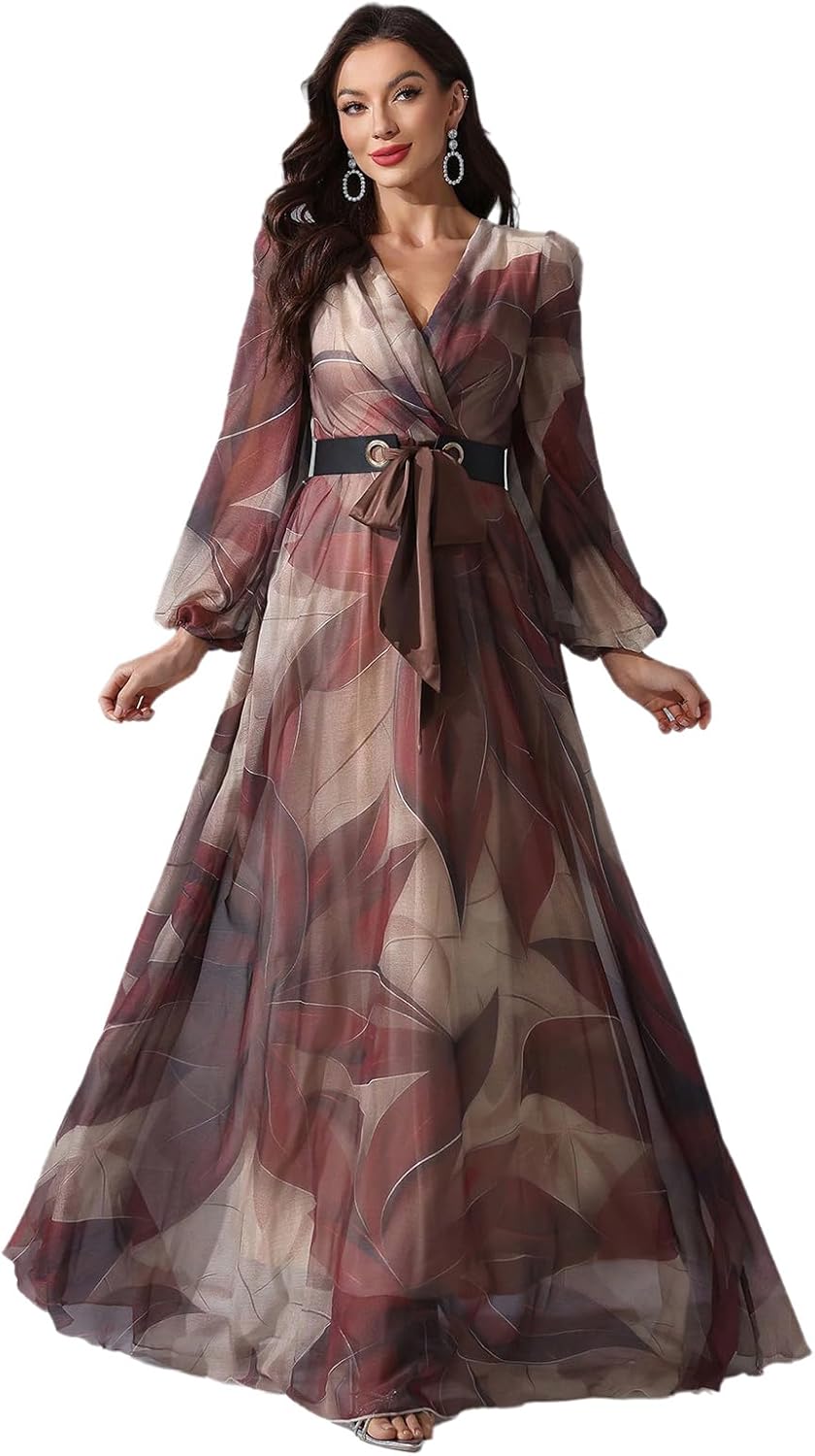 TOLEEN Summer Casual Dresses for Women 2024 Spring Fashion Boho V Neck Long Sleeve Ruffle Floral Print Elegant Maxi Dress - Image 8