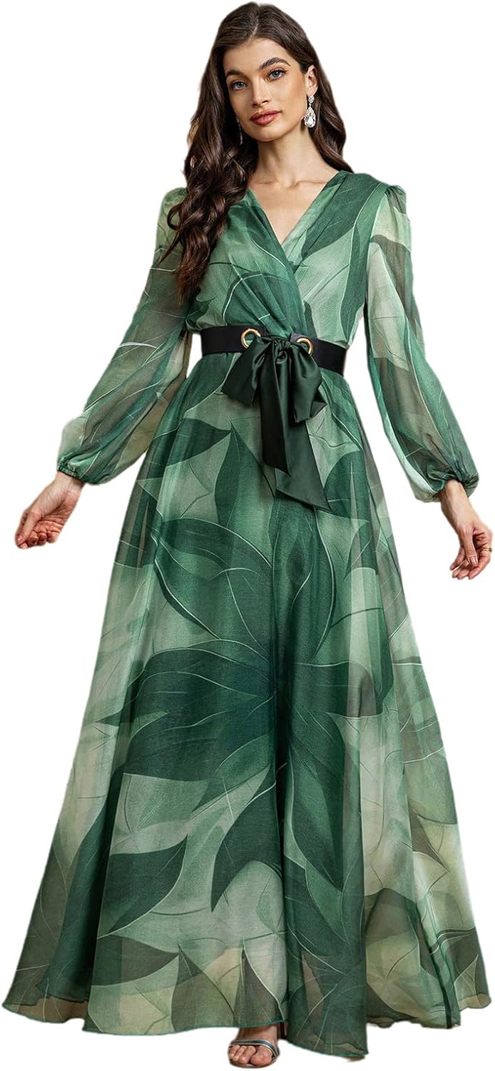 TOLEEN Summer Casual Dresses for Women 2024 Spring Fashion Boho V Neck Long Sleeve Ruffle Floral Print Elegant Maxi Dress - Image 14