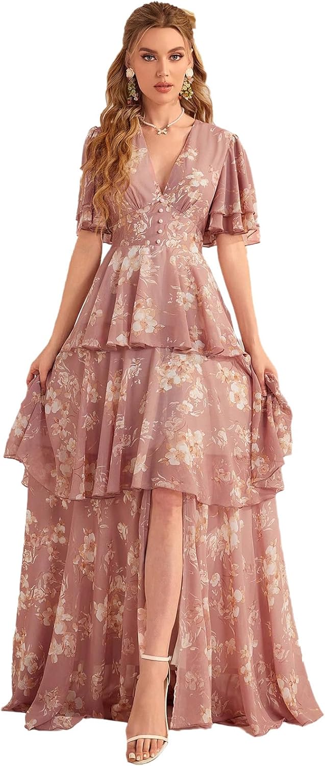 TOLEEN Summer Casual Dresses for Women 2024 Spring Fashion Boho V Neck Long Sleeve Ruffle Floral Print Elegant Maxi Dress - Image 18