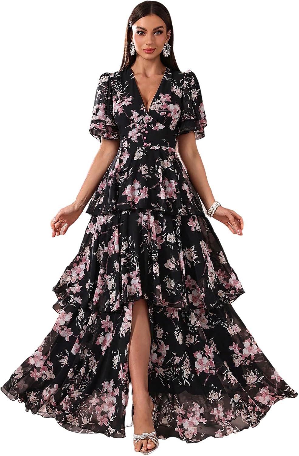 TOLEEN Summer Casual Dresses for Women 2024 Spring Fashion Boho V Neck Long Sleeve Ruffle Floral Print Elegant Maxi Dress - Image 7