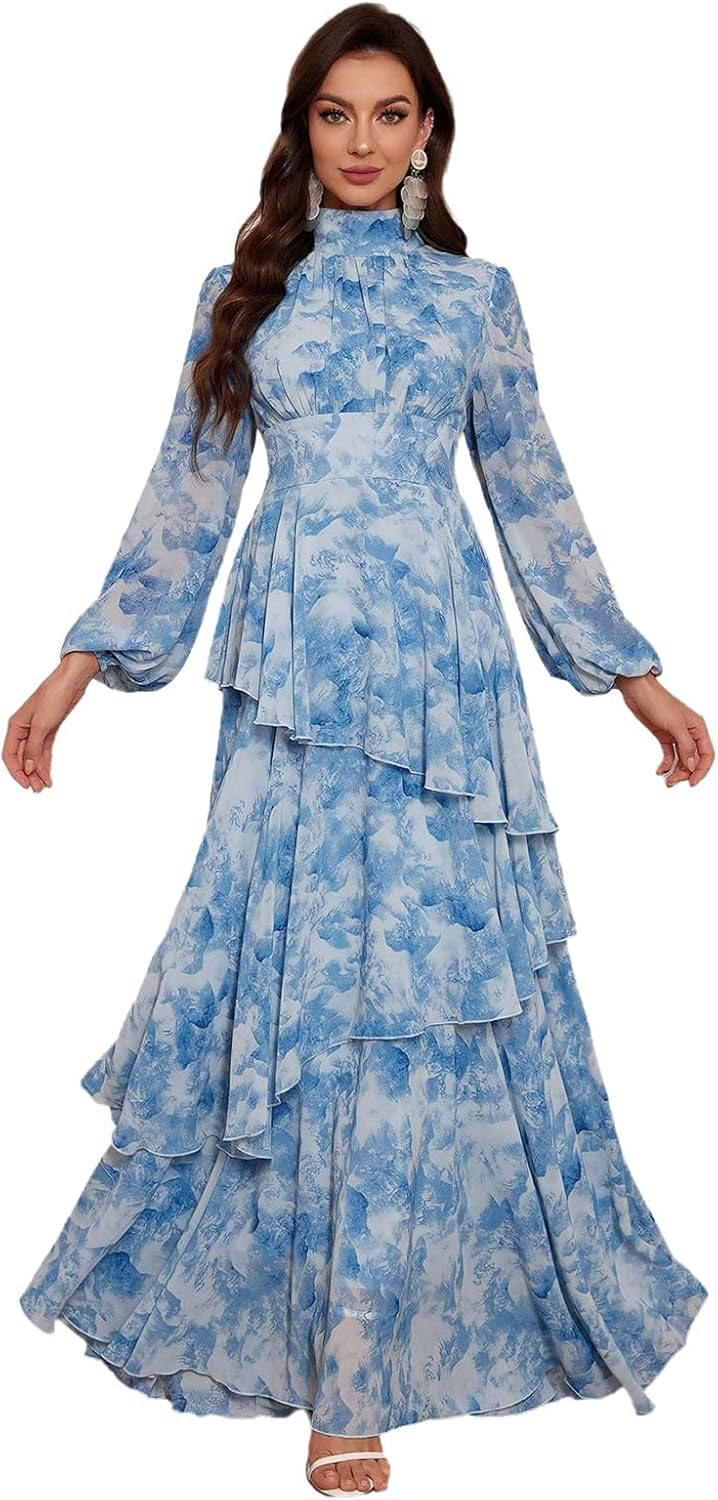 TOLEEN Summer Casual Dresses for Women 2024 Spring Fashion Boho V Neck Long Sleeve Ruffle Floral Print Elegant Maxi Dress - Image 9
