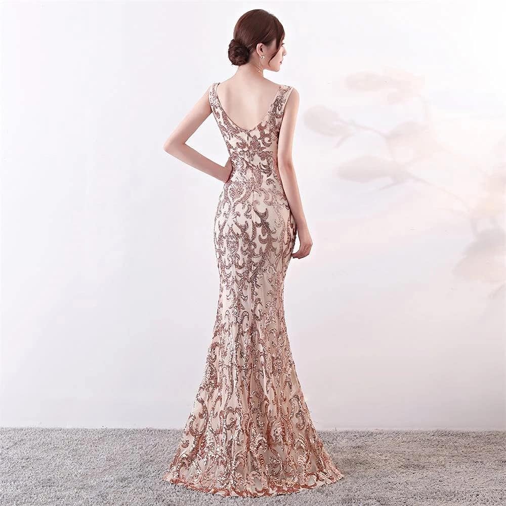 V-Neck Backless Evening Dresses Embroidered Tulle Formal Dress Sexy High Split Women Formal Gown - Image 2