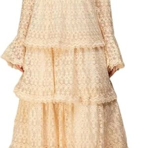 Vintage Women Flare Sleeve Mesh Floral Maxi Dress Elegant Formal Cocktail Evening Gown Embroidery Summer Casual Dress