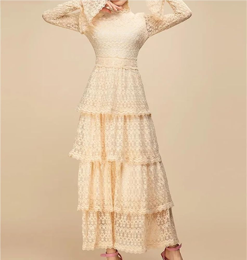 Vintage Women Flare Sleeve Mesh Floral Maxi Dress Elegant Formal Cocktail Evening Gown Embroidery Summer Casual Dress - Image 2