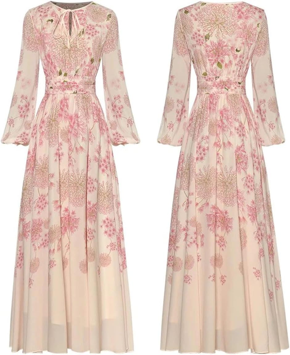 Women Elegant Evening Dress Flare Sleeves High Waist Print Swing for Formal Occasions - Image 3