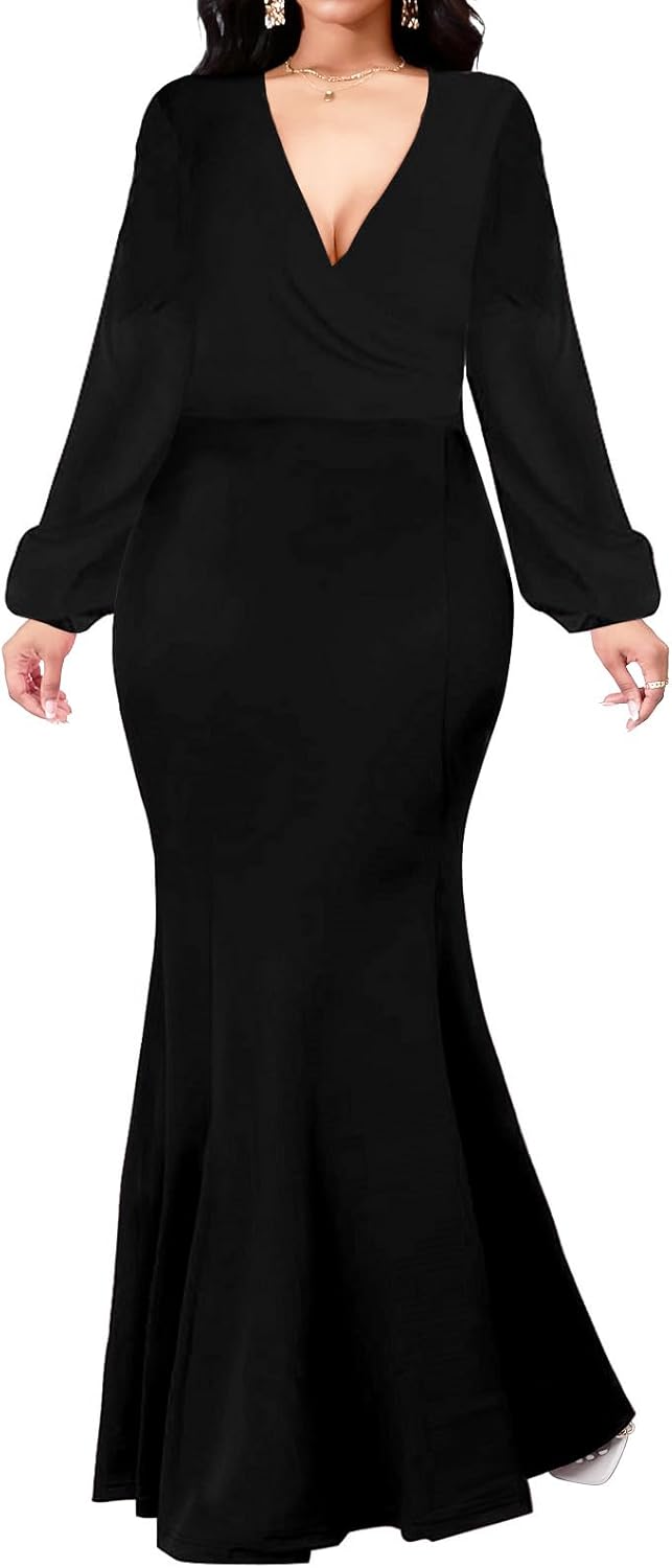 Women Evening Dress Bodycon Long Maxi Dresses Sexy Floor Length Mermaid Dress - Image 19