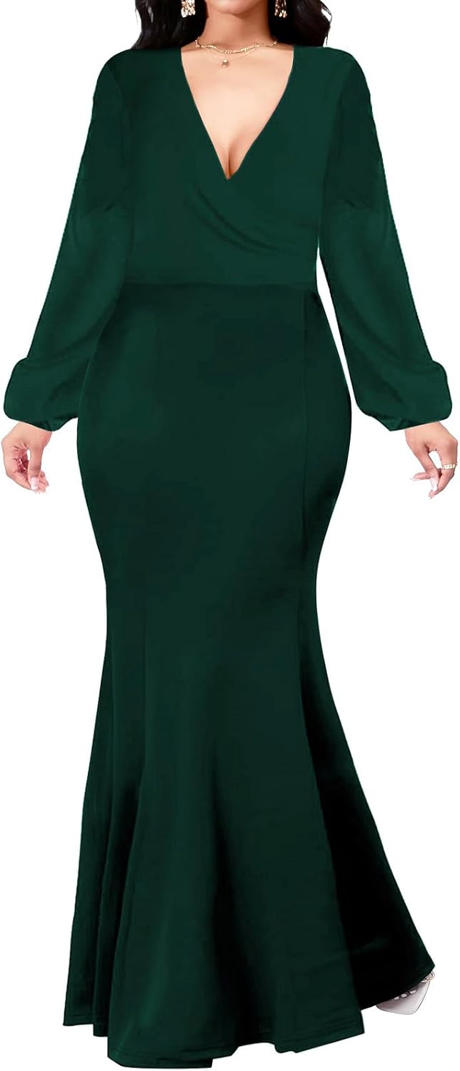 Women Evening Dress Bodycon Long Maxi Dresses Sexy Floor Length Mermaid Dress - Image 15