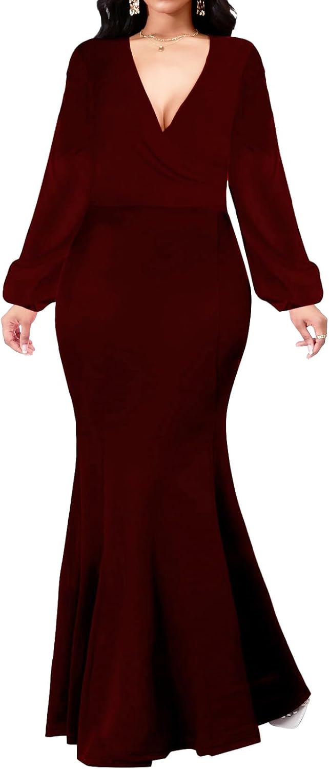 Women Evening Dress Bodycon Long Maxi Dresses Sexy Floor Length Mermaid Dress - Image 16