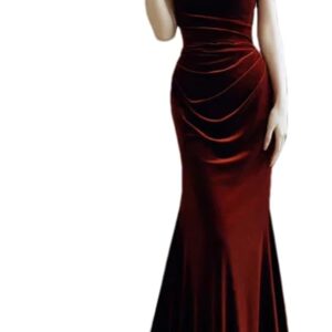 Women Velour Wedding Dress Fishtail Evening Spaghetti Straps Solid Dresses