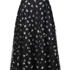 Women's Black Lace Diamond Patchwork Evening Dress Short Sleeve A-Line Slim Fit Party Prom Dresses