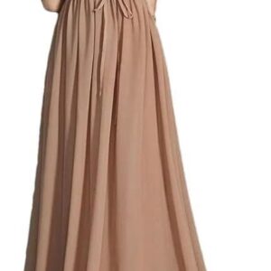 Women's Off-The-Shoulder Lace Chiffon Dress Ruffled Sequined Maxi Gown Evening Party Dress