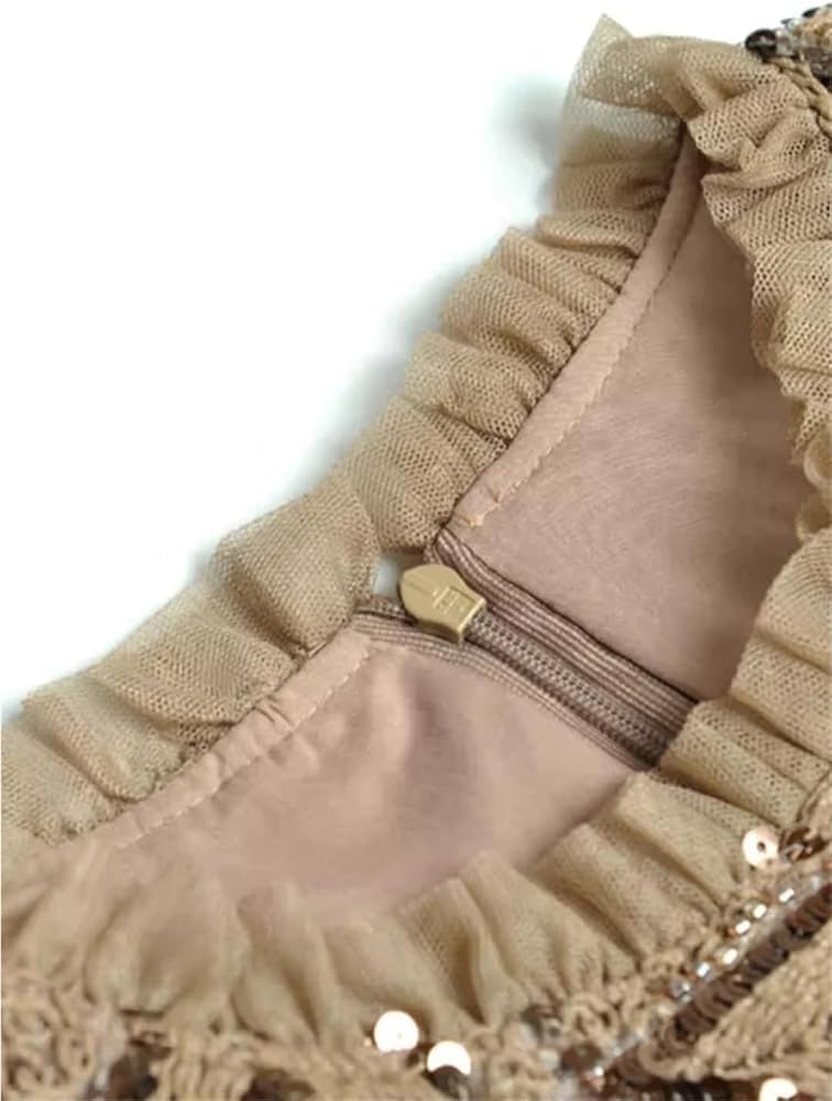 Women's Vintage Sequins Mesh Maxi Dress Beading Embroidery Lantern Sleeve Evening Party Formal Dresses - Image 2