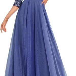 Women\u2019s Dresses Sequin Mermaid Formal Evening Summer V Neck Three Quarter Sleeve Wedding Party Prom Dress