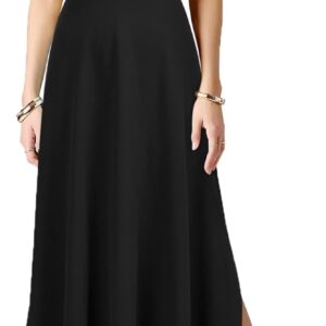 WOOSEA Women Sleeveless High Neck Split Evening Cocktail A-Line Long Dress