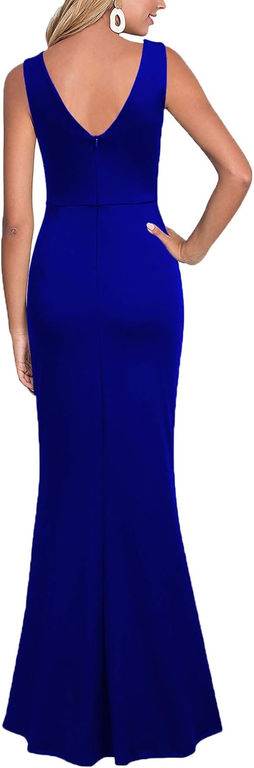 WOOSEA Women Sleeveless V Neck Split Evening Cocktail Long Dress - Image 2