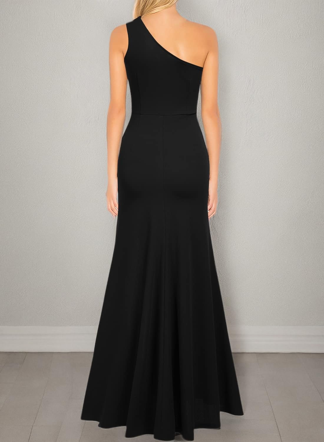 WOOSEA Women's One Shoulder Sleeveless Split Bodycon Mermaid Evening Cocktail Long Dress - Image 3