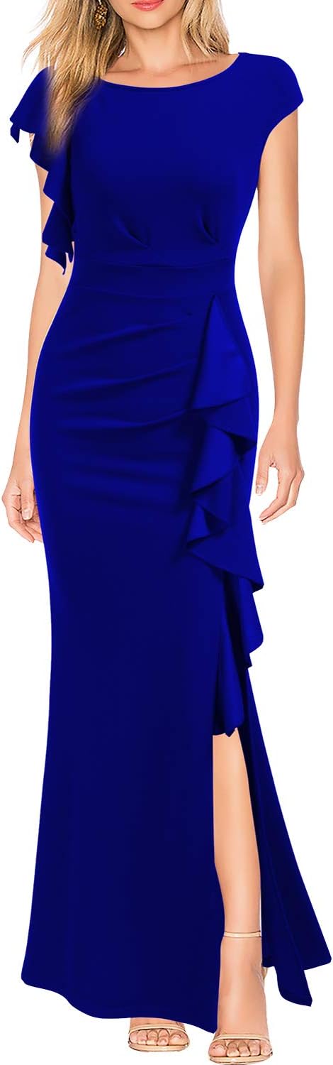 WOOSEA Women's Split Bodycon Mermaid Evening Cocktail Long Dress - Image 3