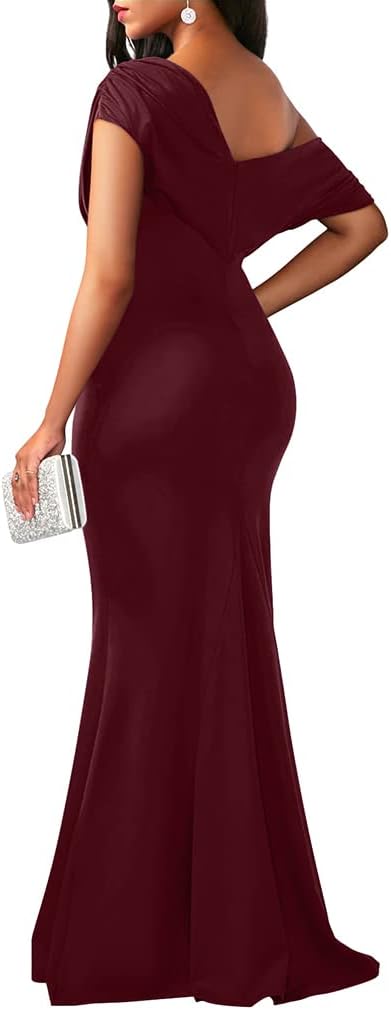 YMDUCH Women's Elegant Sleeveless Off Shoulder Bodycon Long Formal Party Evening Dress - Image 2