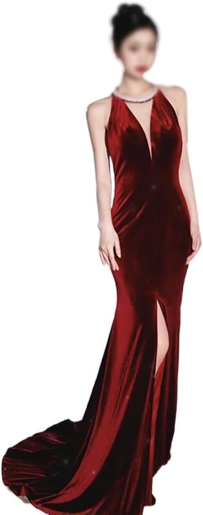 YMGSCC Velvet Cocktail Dress, Bride's Appreciation Banquet, Birthday, Spring Evening Dress(M)