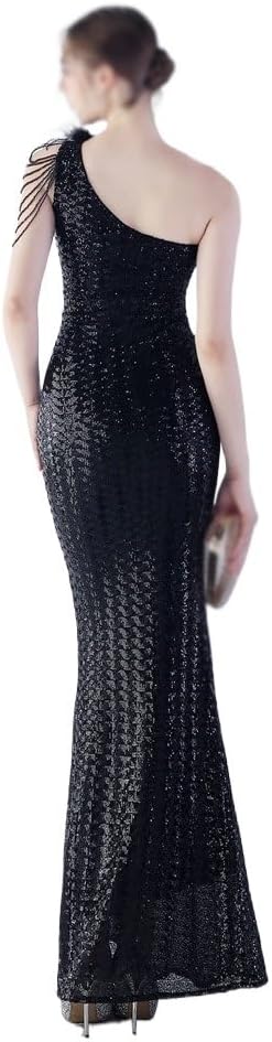 YUYUFA Dress Evening Gown Women's Party Socialite Sequin Vertical Long Slim - Image 5