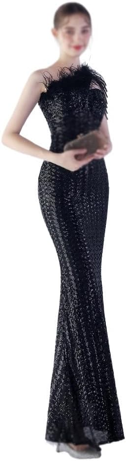 YUYUFA Dress Evening Gown Women's Party Socialite Sequin Vertical Long Slim - Image 3