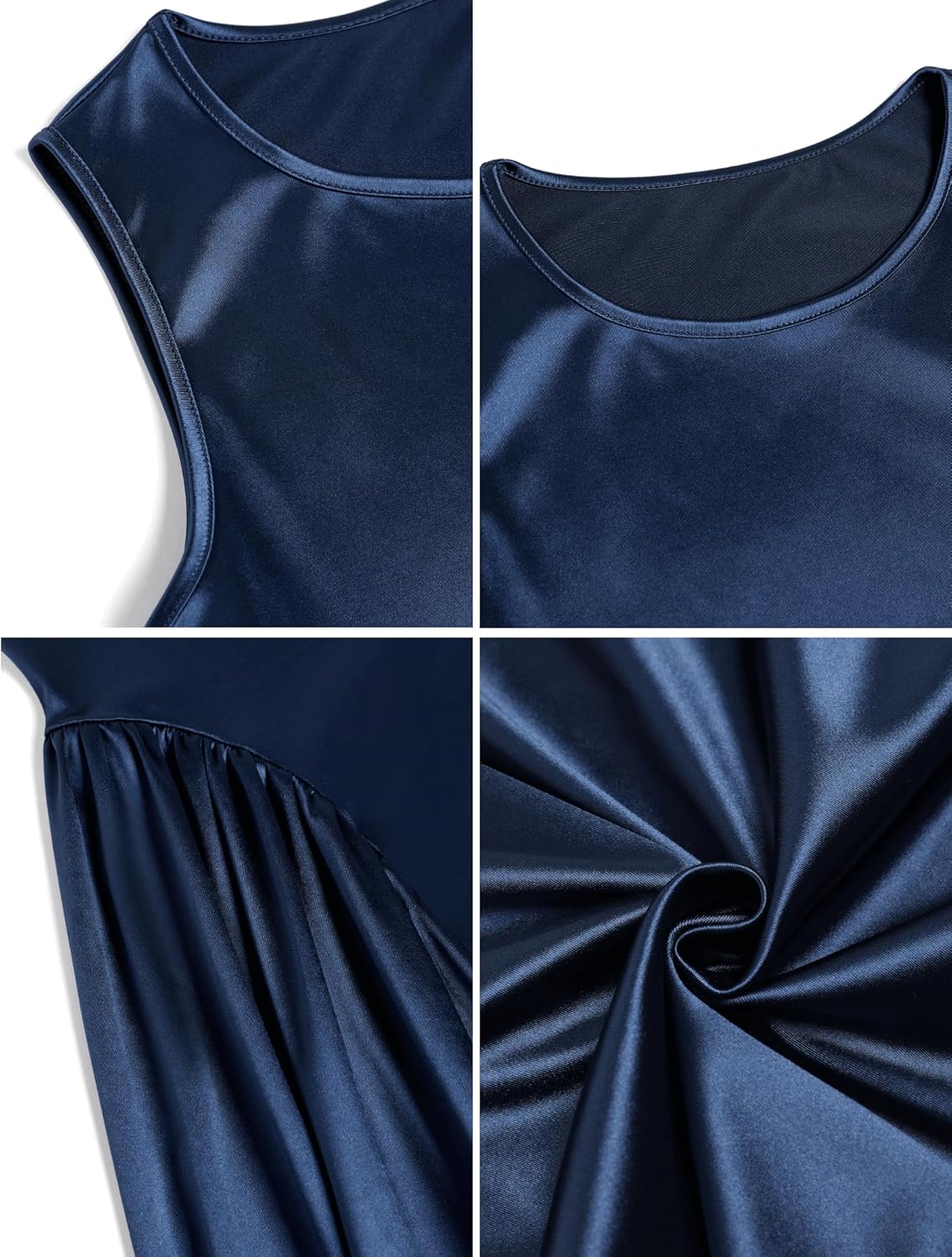 ZAFUL Satin Formal Dress for Women Sleeveless A Line Flowy Wedding Guest Dress Boat Neck Prom Cocktail Party Midi Dresses - Image 6