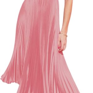 ZAFUL Womens Satin Sexy Backless Wrap V Neck Sleeveless Spaghetti Strap Pleated Flowy Party Midi Dress