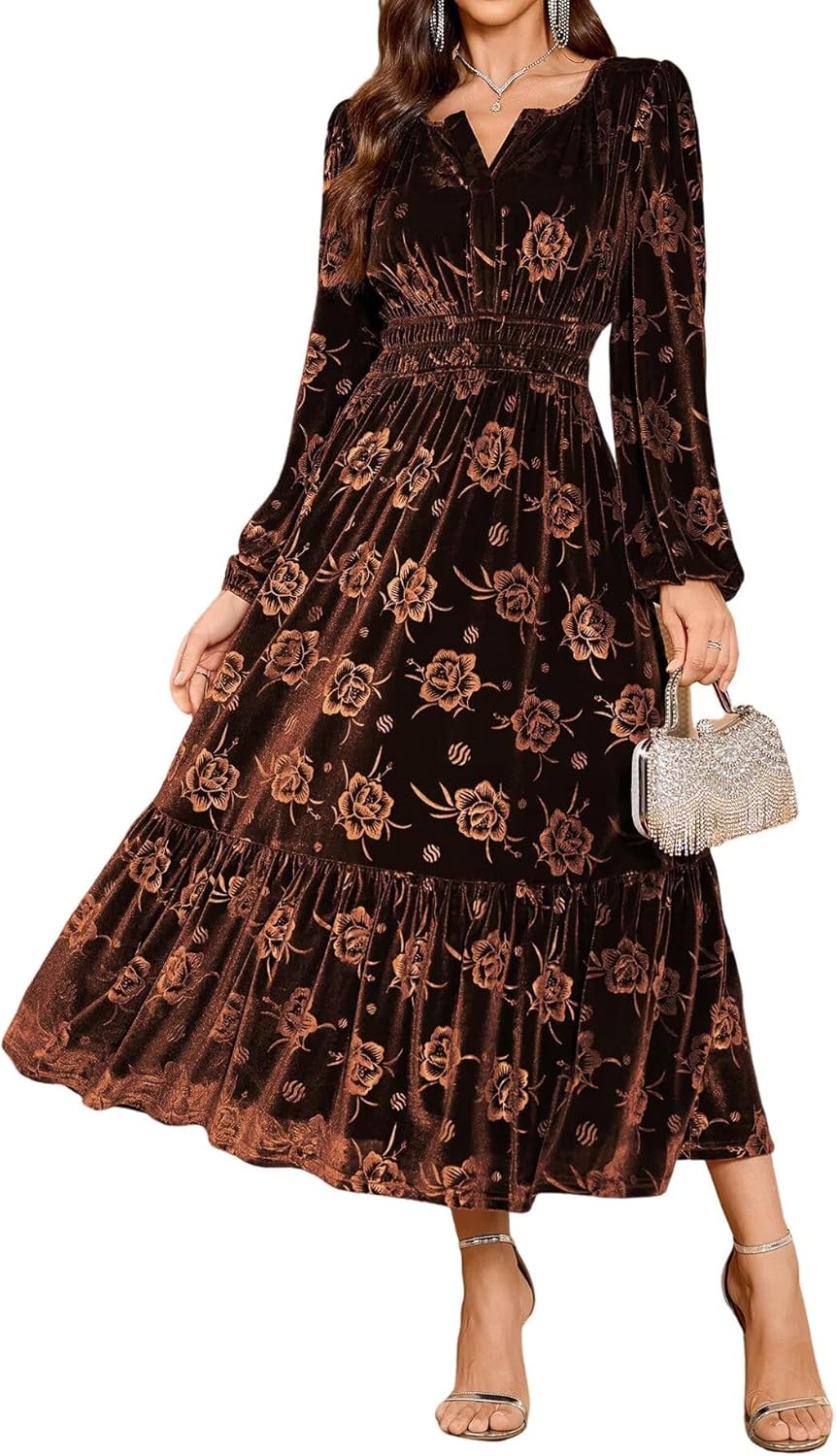 ZAFUL Womens Velvet Dresses Long Sleeve Cocktail Party Wedding Guest Dress - Image 7