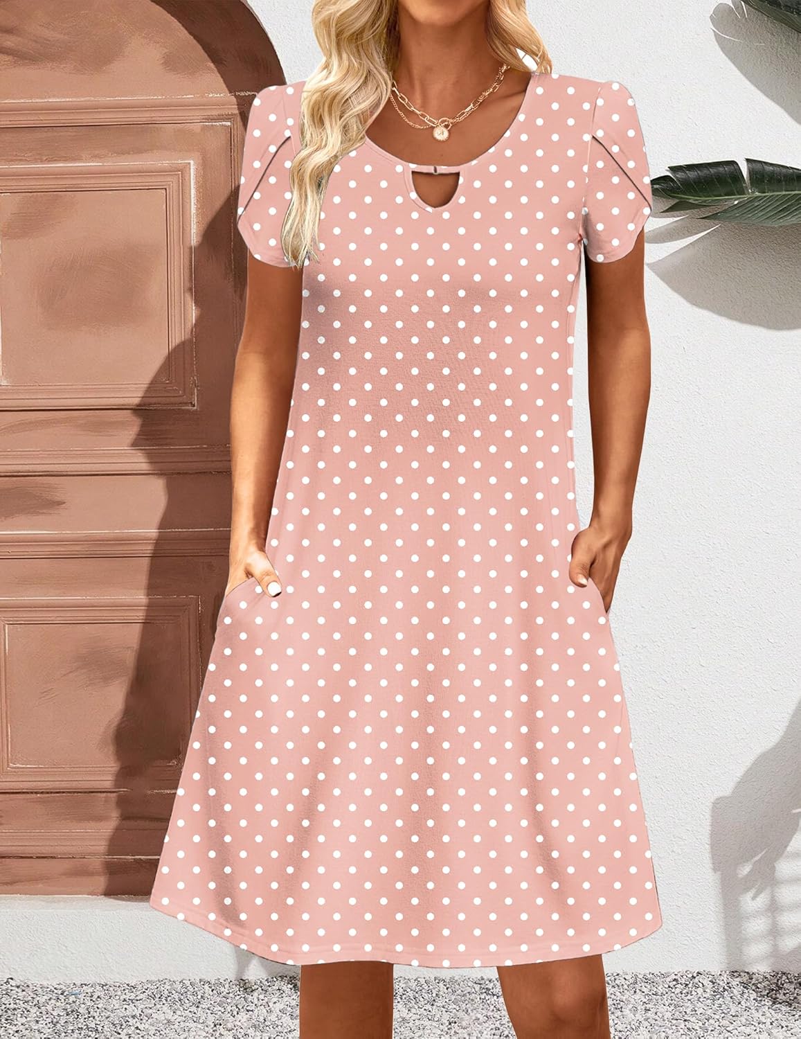 Zeagoo Women's Casual A-Line Dresses with Pockets Summer Floral Tshirt Dress Short Sleeve Mini Dress Flowy Sundresses - Image 4