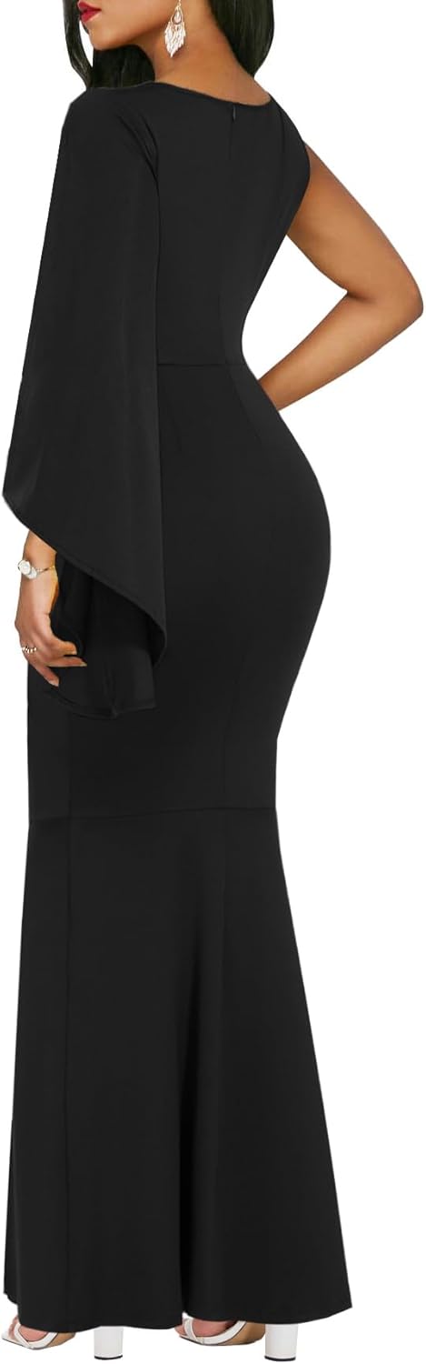 ZonJie Women's Formal Dress Sexy Elegant Short Sleeve Off Shoulder Bodycon Long Evening Party Wedding Guest Dresses - Image 2